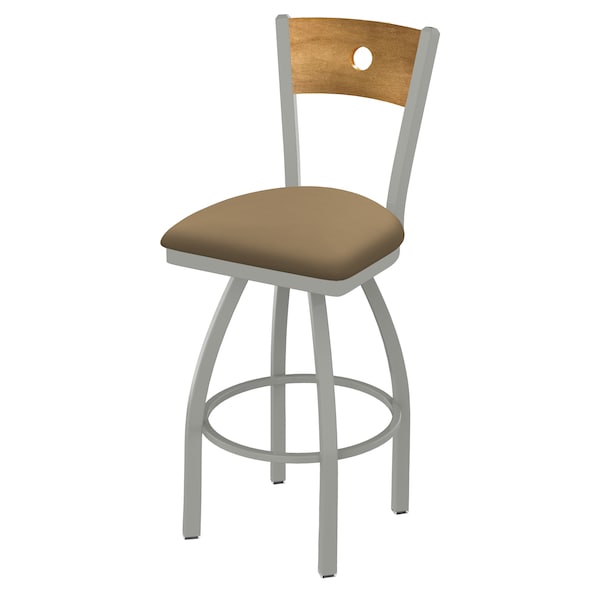 25" Swivel Counter Stool, Nickel Finish, Med Back, Canter Sand Seat